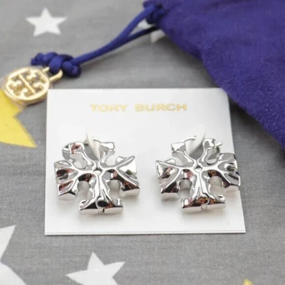 NWT Tory Burch Roxanne Hidden Logo Earring - Picture 2 of 5